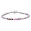 Thumbnail Image 1 of Vibrant Shades Lab-Created Ruby, Pink & White Lab-Created Sapphire Shades Bracelet Sterling Silver 7.25&quot;