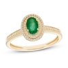 Thumbnail Image 0 of Emerald & Diamond Ring 1/6 ct tw Oval/Round-Cut 10K Yellow Gold