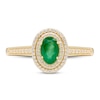 Thumbnail Image 2 of Emerald & Diamond Ring 1/6 ct tw Oval/Round-Cut 10K Yellow Gold