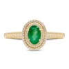 Thumbnail Image 2 of Emerald & Diamond Ring 1/6 ct tw Oval/Round-Cut 10K Yellow Gold