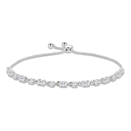 White Lab-Created Sapphire Bolo Bracelet Sterling Silver