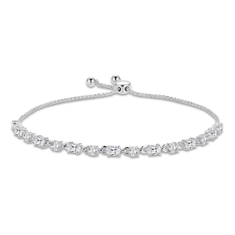 Main Image 1 of White Lab-Created Sapphire Bolo Bracelet Sterling Silver