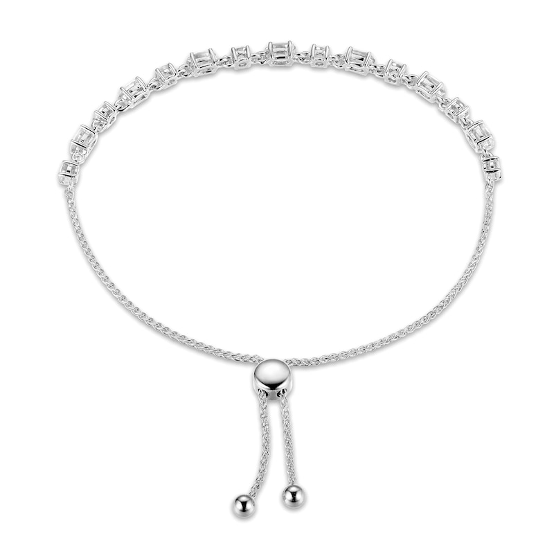 Main Image 2 of White Lab-Created Sapphire Bolo Bracelet Sterling Silver