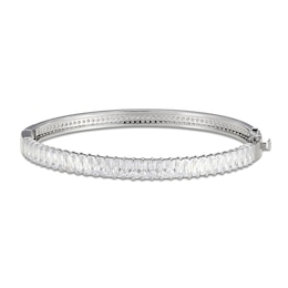 White Lab-Created Sapphire Reversible Bangle Sterling Silver