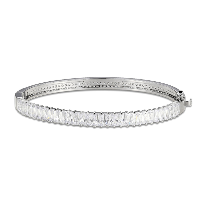 White Lab-Created Sapphire Reversible Bangle Sterling Silver