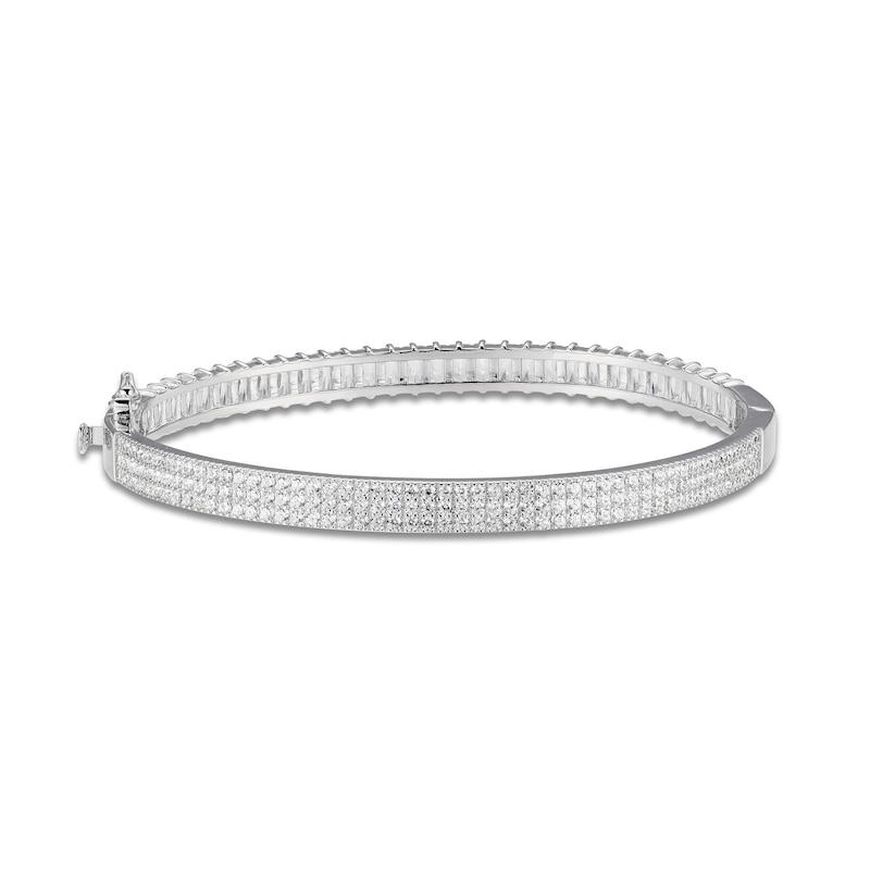White Lab-Created Sapphire Reversible Bangle Sterling Silver