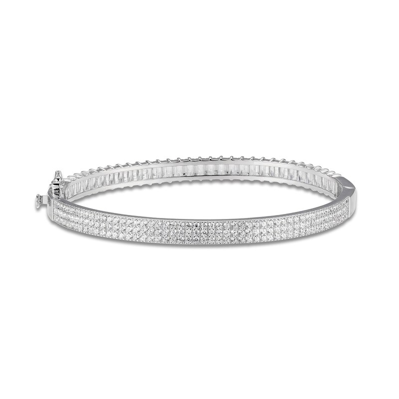 Main Image 2 of White Lab-Created Sapphire Reversible Bangle Sterling Silver