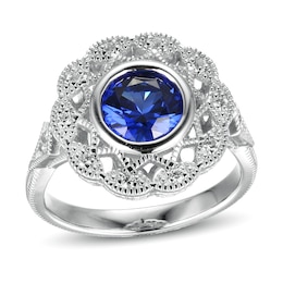 Blue/White Lab-Created Sapphire Ring Sterling Silver