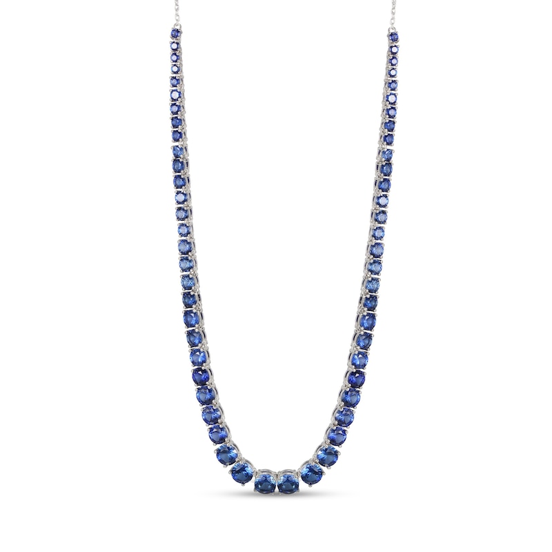 Main Image 1 of Blue Lab-Created Sapphire Necklace Sterling Silver 17&quot;