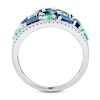 Thumbnail Image 3 of Blue Sapphire & Emerald Ring 1/8 ct tw Diamonds 10K White Gold