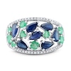 Thumbnail Image 4 of Blue Sapphire & Emerald Ring 1/8 ct tw Diamonds 10K White Gold