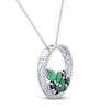 Thumbnail Image 2 of Blue Sapphire & Emerald Circle Necklace 1/6 ct tw Diamonds Round-Cut 10K White Gold 18&quot;