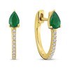 Thumbnail Image 1 of Emerald Hoop Earrings 1/8 ct tw Diamonds 10K Yellow Gold