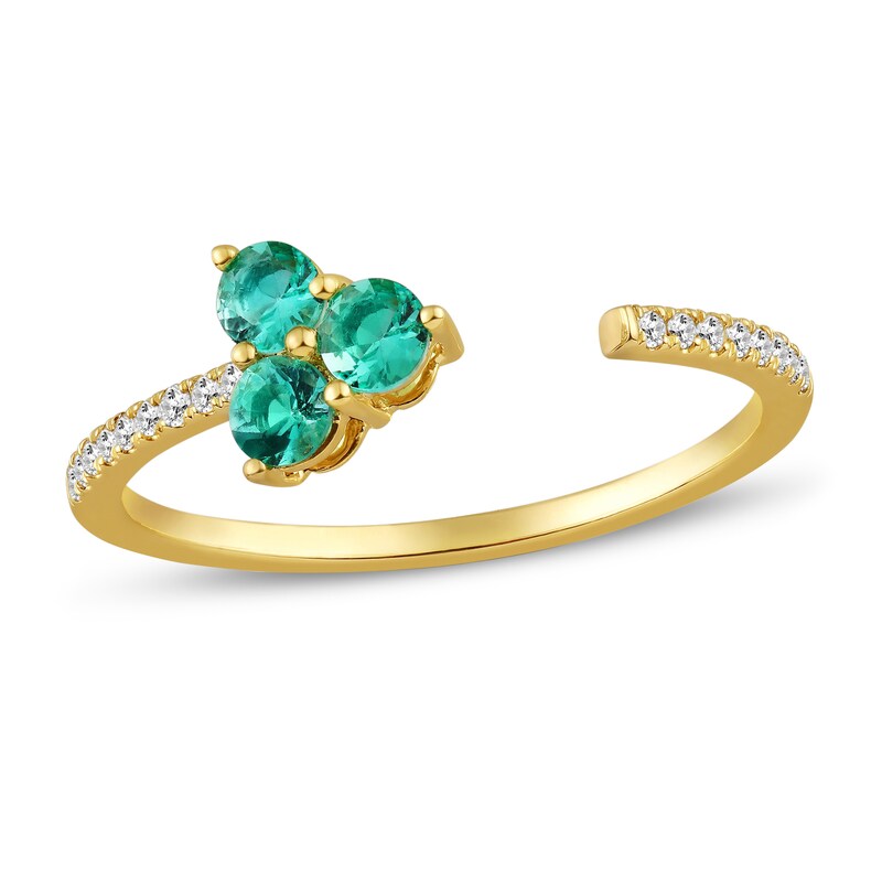Emerald Deconstructed Ring 1/15 ct tw Diamonds 10K Yellow Gold