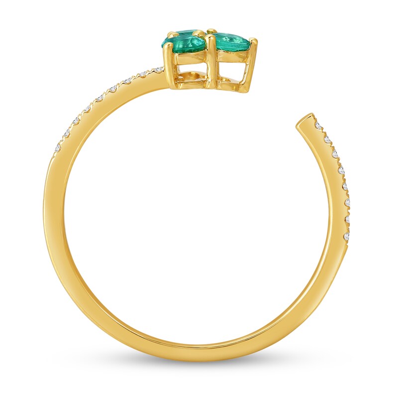 Emerald Deconstructed Ring 1/15 ct tw Diamonds 10K Yellow Gold