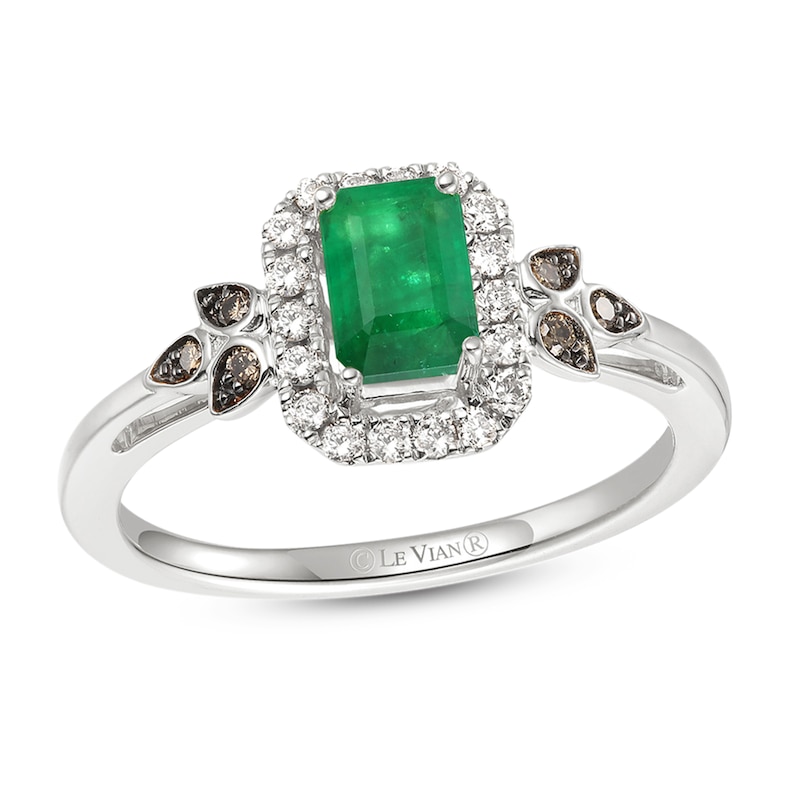 Main Image 1 of Le Vian Emerald Ring 1/6 ct tw Diamonds 14K Vanilla Gold