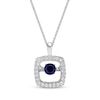 Thumbnail Image 1 of Unstoppable Love Blue Sapphire Necklace 1/4 ct tw Diamonds 10K White Gold 19"