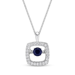 Unstoppable Love Blue Sapphire Necklace 1/4 ct tw Diamonds 10K White Gold 19"