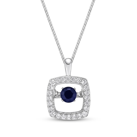 Unstoppable Love Blue Sapphire Necklace 1/4 ct tw Diamonds 10K White Gold 19"