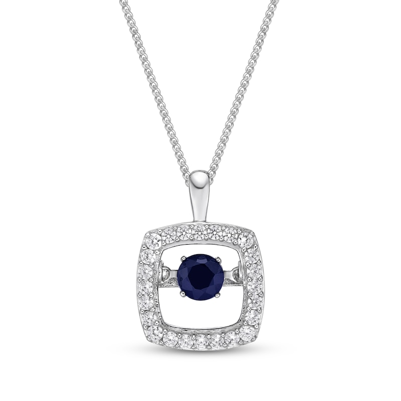 Main Image 1 of Unstoppable Love Blue Sapphire Necklace 1/4 ct tw Diamonds 10K White Gold 19"