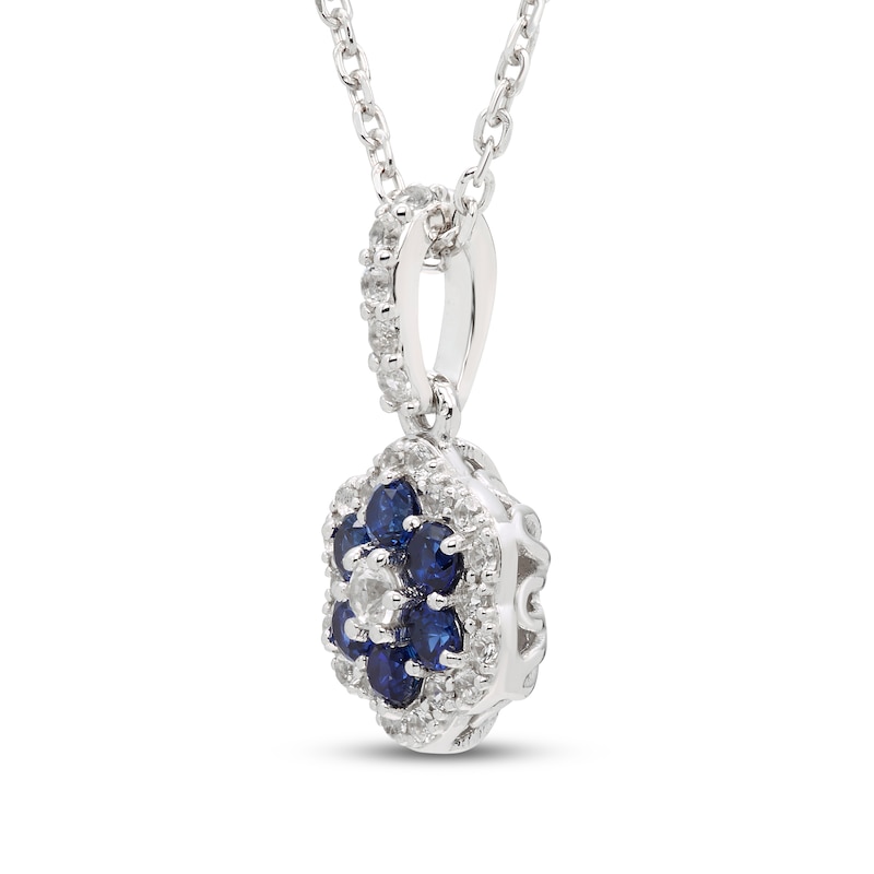 Blue/White Lab-Created Sapphire Necklace Sterling Silver 18"