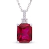 Thumbnail Image 0 of Lab-Created Ruby & White Lab-Created Sapphire Necklace Sterling Silver 18"