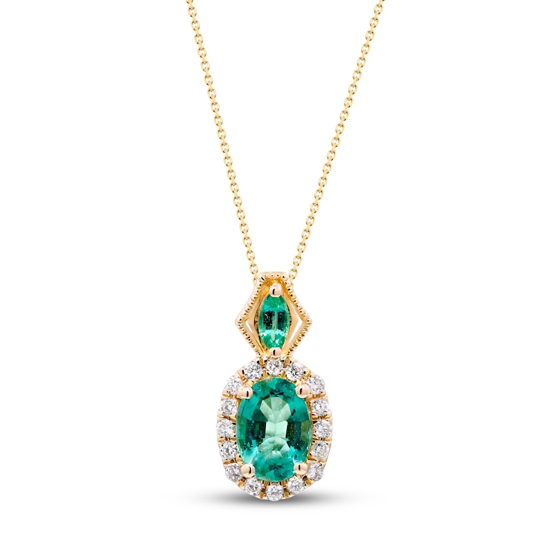Main Image 1 of Emerald Necklace 1/8 ct tw Diamonds 10K Yellow Gold 18&quot;