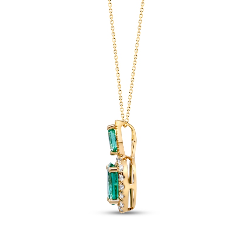 Emerald Necklace 1/8 ct tw Diamonds 10K Yellow Gold 18"