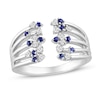 Thumbnail Image 1 of Blue Sapphire Deconstructed Cage Ring 1/8 ct tw Diamonds Sterling Silver