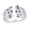 Thumbnail Image 0 of Blue Sapphire Deconstructed Cage Ring 1/8 ct tw Diamonds Sterling Silver