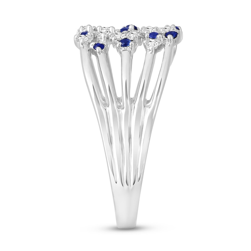 Main Image 2 of Blue Sapphire Deconstructed Cage Ring 1/8 ct tw Diamonds Sterling Silver