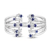 Blue Sapphire Deconstructed Cage Ring 1/8 ct tw Diamonds Sterling Silver