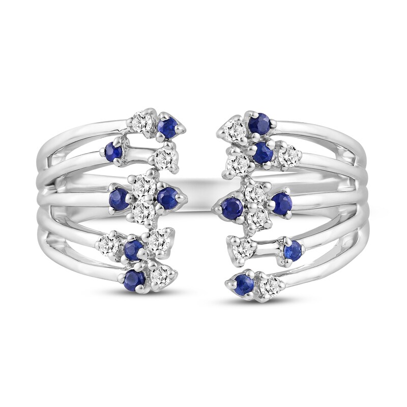 Main Image 4 of Blue Sapphire Deconstructed Cage Ring 1/8 ct tw Diamonds Sterling Silver