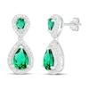 Thumbnail Image 1 of Lab-Created Emerald & White Lab-Created Sapphire Dangle Earrings Sterling Silver