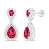 Thumbnail Image 1 of Lab-Created Ruby & White Lab-Created Sapphire Dangle Earrings Sterling Silver