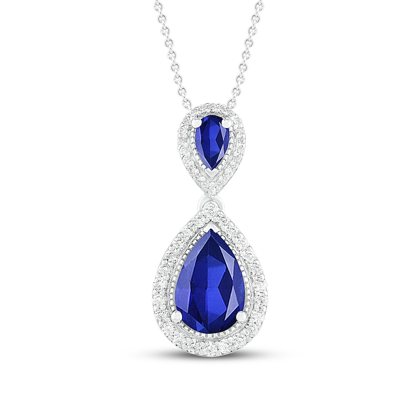 Main Image 1 of Blue/White Lab-Created Sapphire Necklace Sterling Silver 18&quot;
