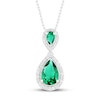 Thumbnail Image 0 of Lab-Created Emerald & White Lab-Created Sapphire Necklace Sterling Silver 18"