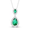 Thumbnail Image 1 of Lab-Created Emerald & White Lab-Created Sapphire Necklace Sterling Silver 18&quot;