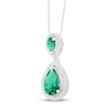 Thumbnail Image 1 of Lab-Created Emerald & White Lab-Created Sapphire Necklace Sterling Silver 18"
