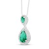 Thumbnail Image 2 of Lab-Created Emerald & White Lab-Created Sapphire Necklace Sterling Silver 18&quot;