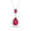 Thumbnail Image 0 of Lab-Created Ruby & White Lab-Created Sapphire Necklace Sterling Silver 18"
