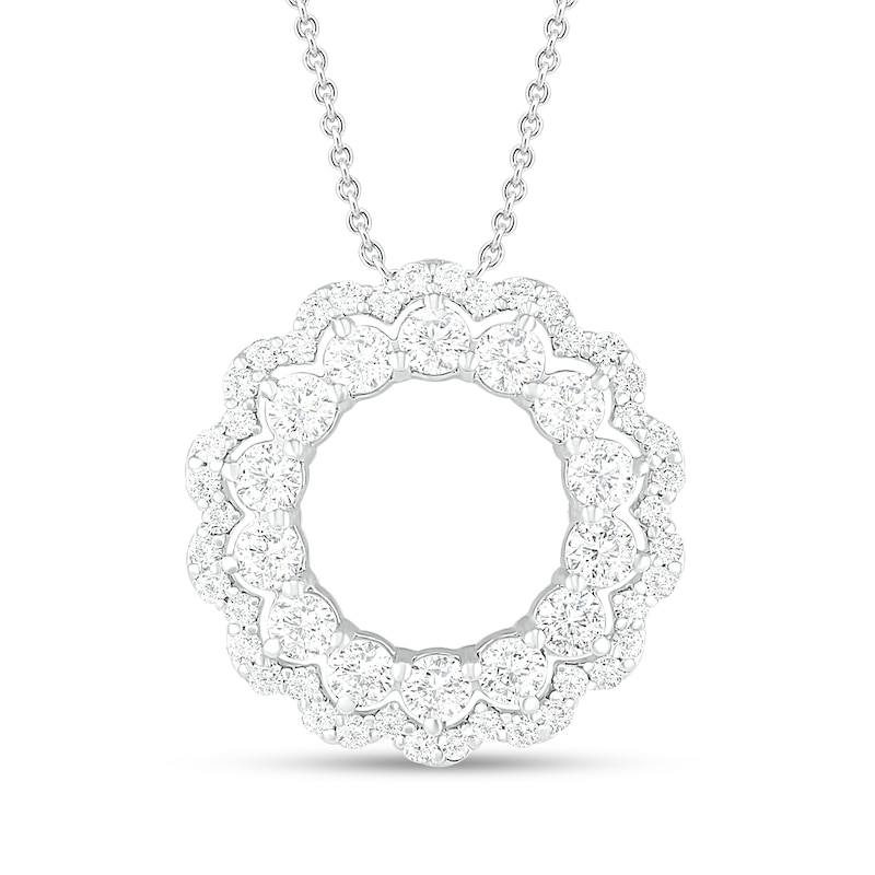 Main Image 1 of White Lab-Created Sapphire Circle Necklace Sterling Silver 18&quot;