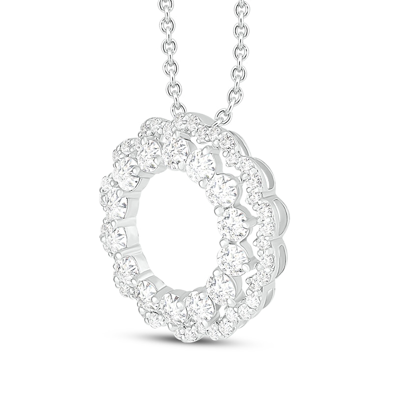 Main Image 2 of White Lab-Created Sapphire Circle Necklace Sterling Silver 18&quot;