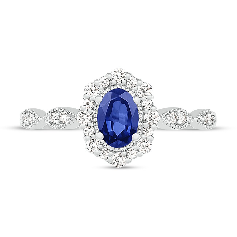 Main Image 2 of Blue/White Lab-Created Sapphire Ring Sterling Silver