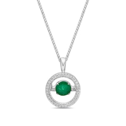 Unstoppable Love Emerald Necklace 1/10 ct tw Diamonds Sterling Silver 19&quot;