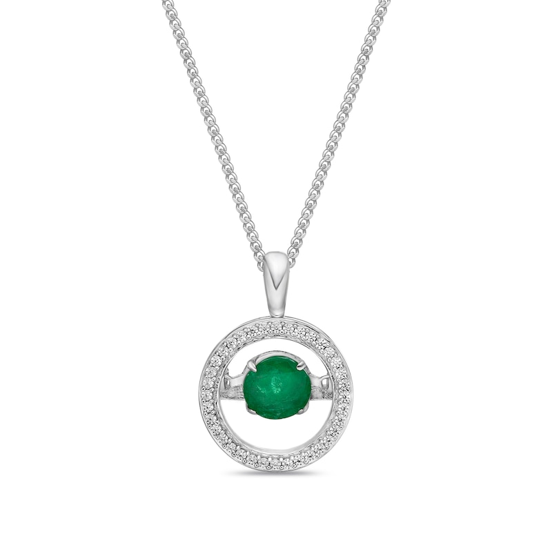 Unstoppable Love Emerald Necklace 1/10 ct tw Diamonds Sterling Silver 19" with 360