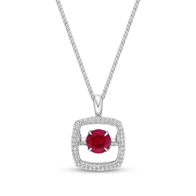Unstoppable Love Ruby Necklace 1/10 ct tw Diamonds Sterling Silver 19"