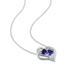 Thumbnail Image 2 of Blue Lab-Created Sapphire & Diamond Double Heart Necklace Sterling Silver 18"