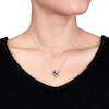 Thumbnail Image 3 of Blue Lab-Created Sapphire & Diamond Double Heart Necklace Sterling Silver 18"