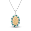 Thumbnail Image 1 of Lab-Created Emerald & White Lab-Created Sapphire Mary Necklace Sterling Silver/10K Yellow Gold 18&quot;